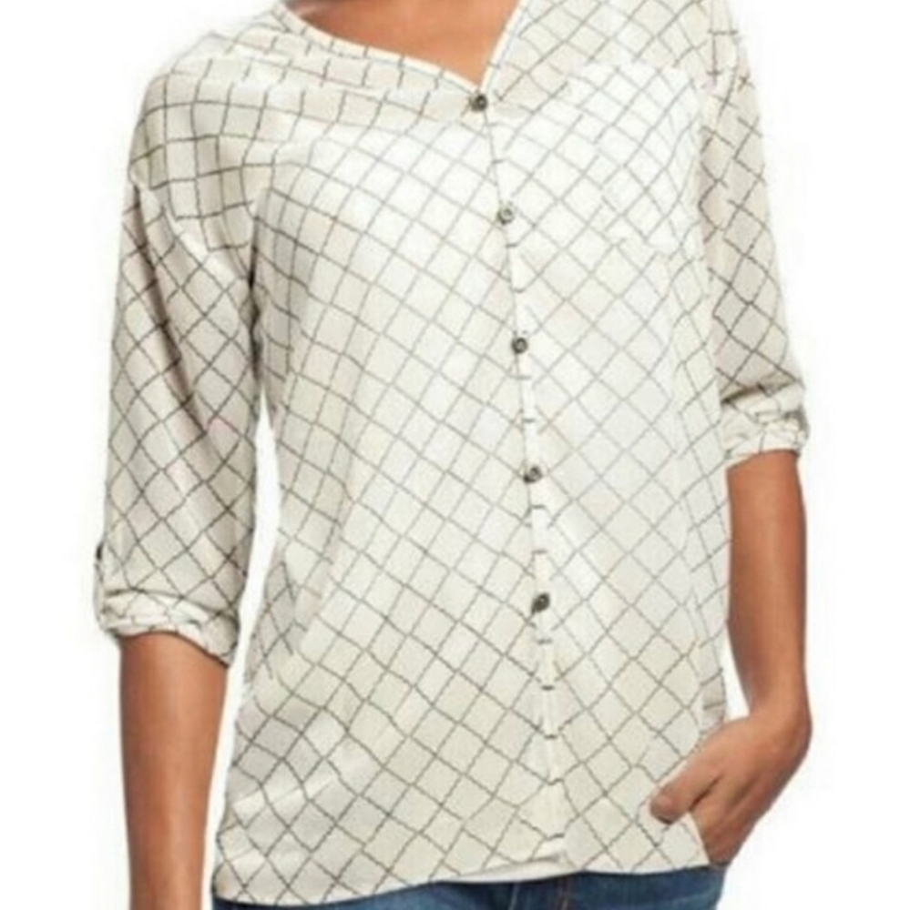 Cabi Chessboard Sheer Blouse Style# 740